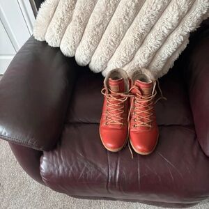 Pavement Vibrant Red Lace-Up Ankle Boots